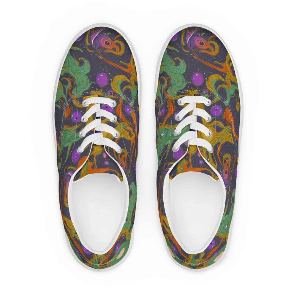 Stellar Marbling on Men's Lace-Up Canvas Shoes — Front