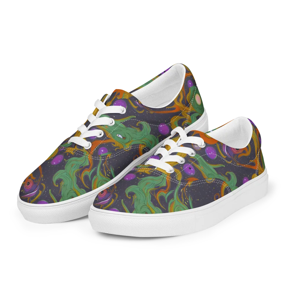 Stellar Marbling on Men's Lace-Up Canvas Shoes — Left Front