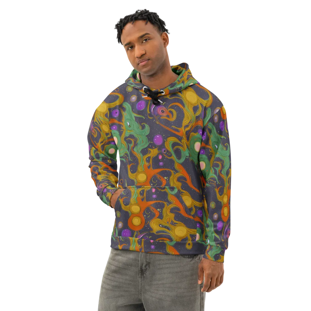 Stellar Marbling on Cotton Hoodie — Left Front