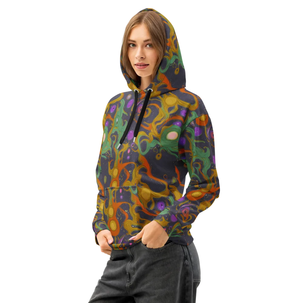 Stellar Marbling on Cotton Hoodie — Left Front