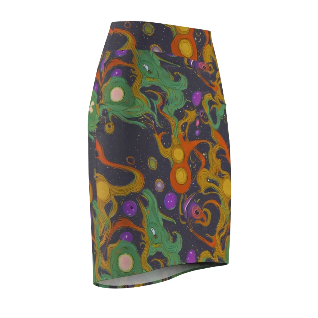 Stellar Marbling on Pencil Skirt — Front Side