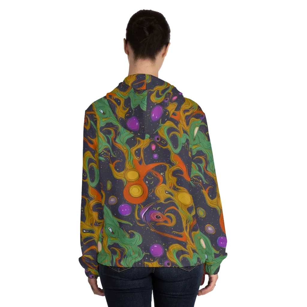 Stellar Marbling on Women's Full-Zip Hoodie — Back On Person