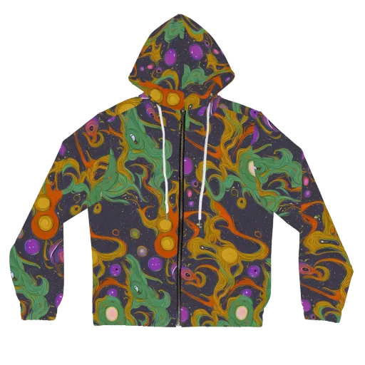 Stellar Marbling on a Women's Full-Zip Hoodie
