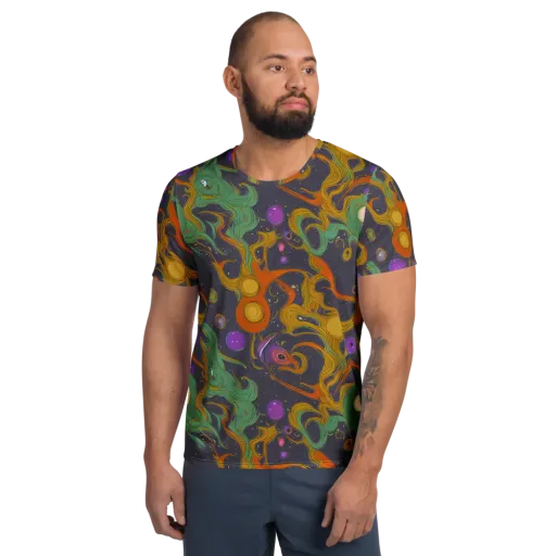 Stellar Marbling on a Men's Athletic T-Shirt
