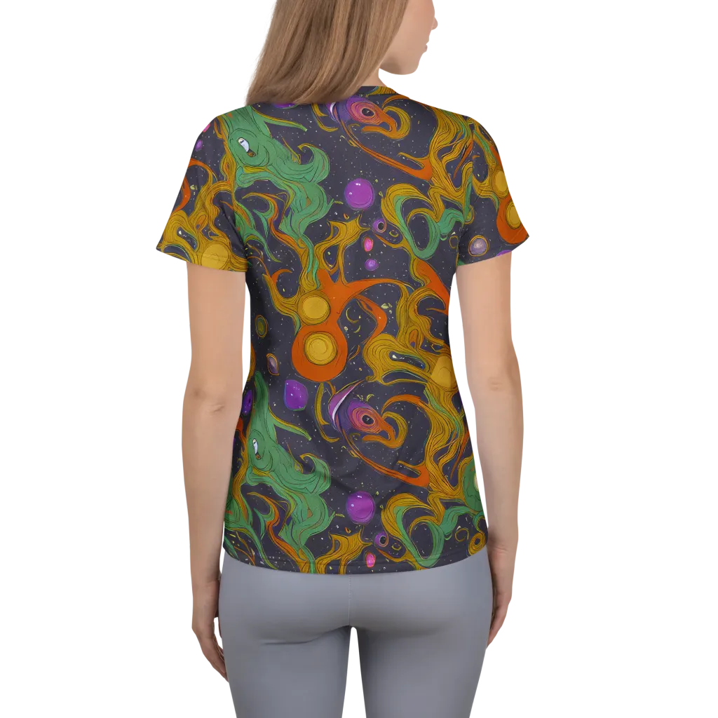 Stellar Marbling on Women's Athletic T-Shirt — Back
