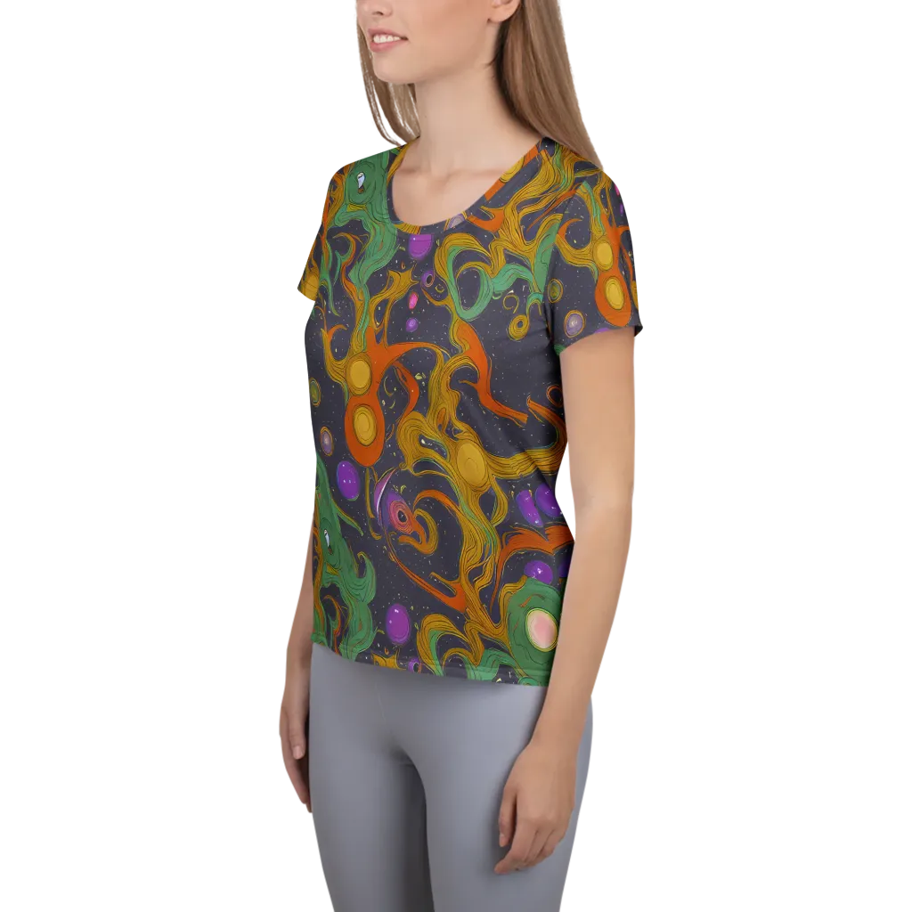 Stellar Marbling on Women's Athletic T-Shirt — Left