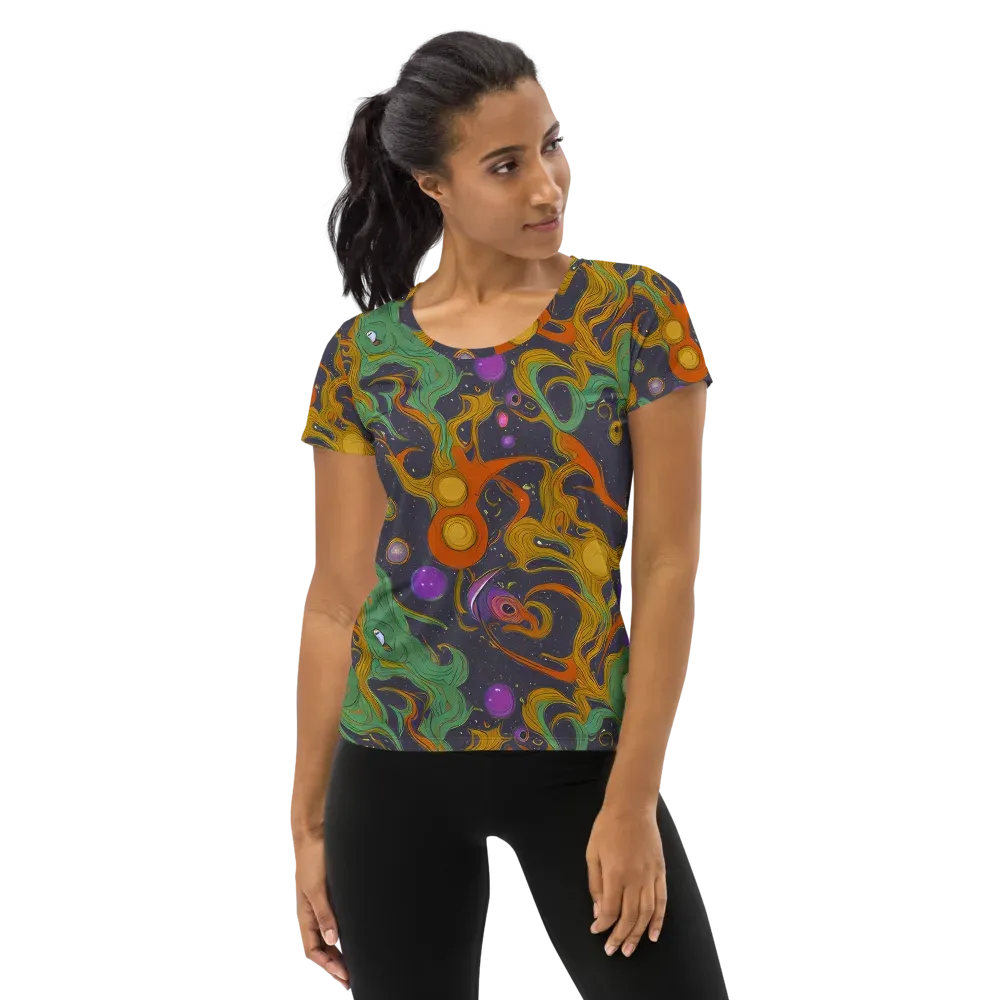 Stellar Marbling on Women's Athletic T-Shirt — Front