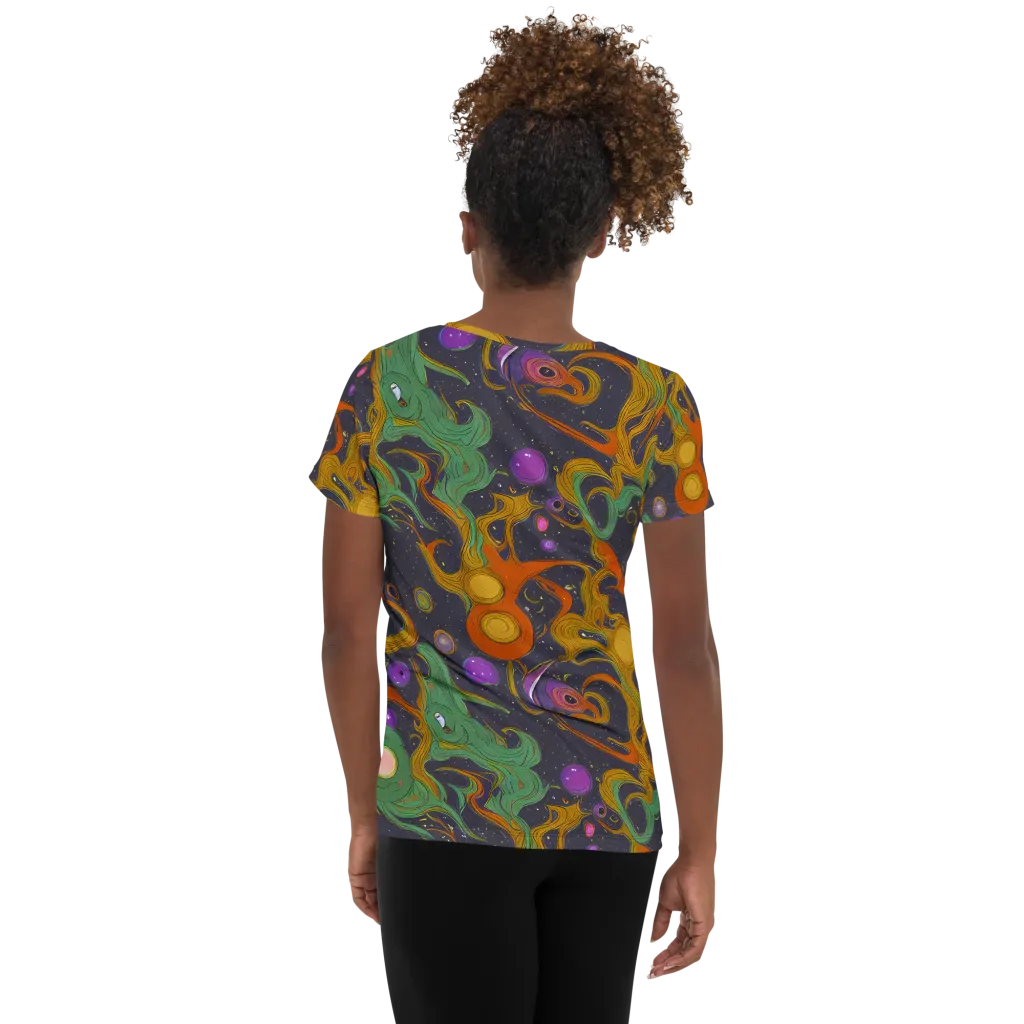 Stellar Marbling on Women's Athletic T-Shirt — Back
