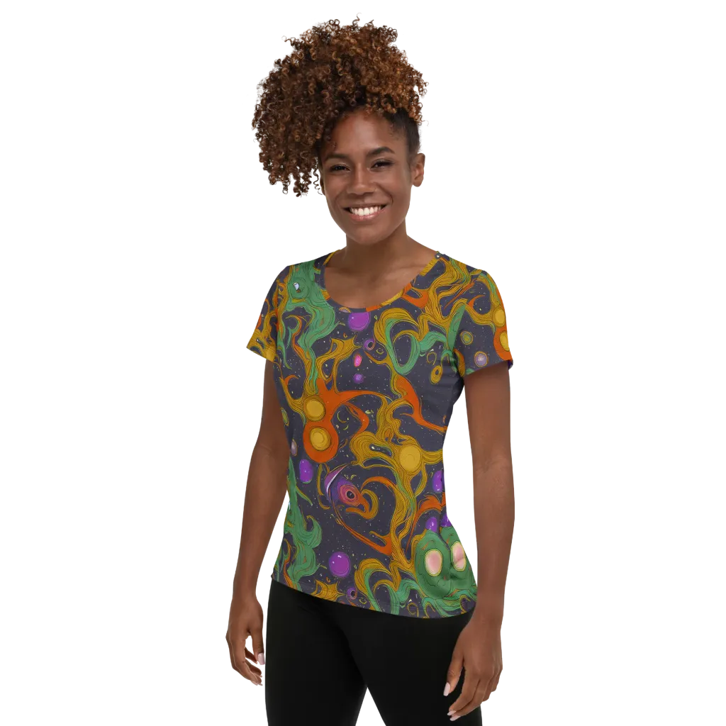 Stellar Marbling on Women's Athletic T-Shirt — Left