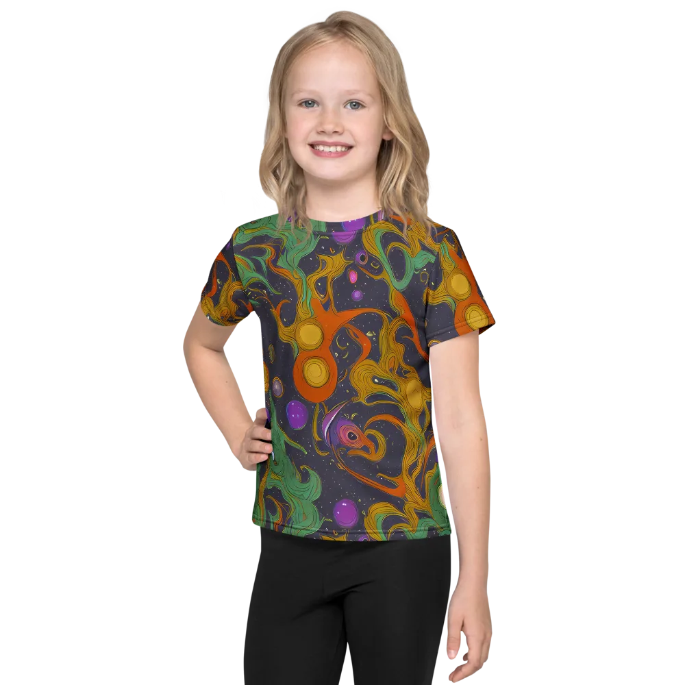 Stellar Marbling on Kids Crew Neck T-Shirt — Front