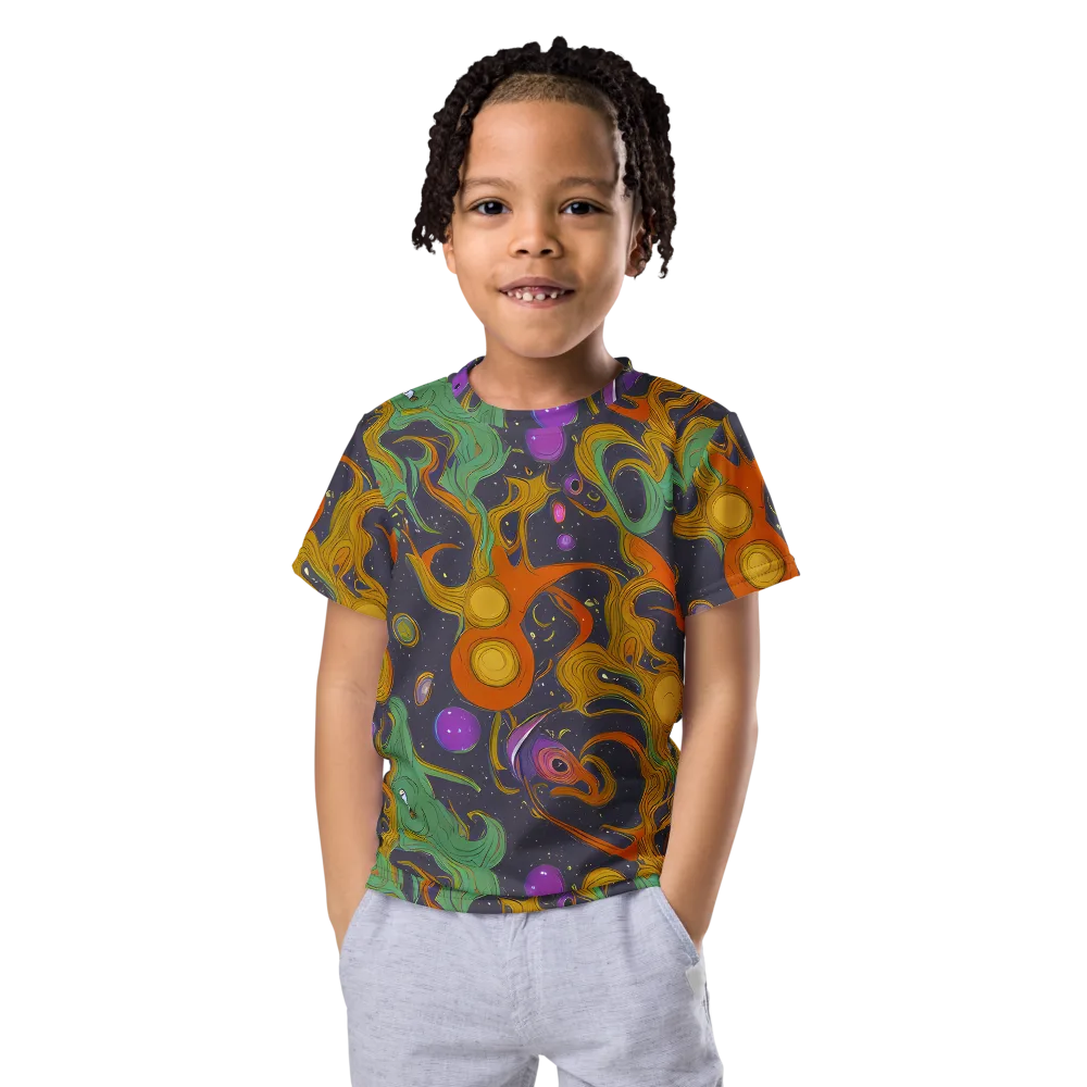 Stellar Marbling on Kids Crew Neck T-Shirt — Front