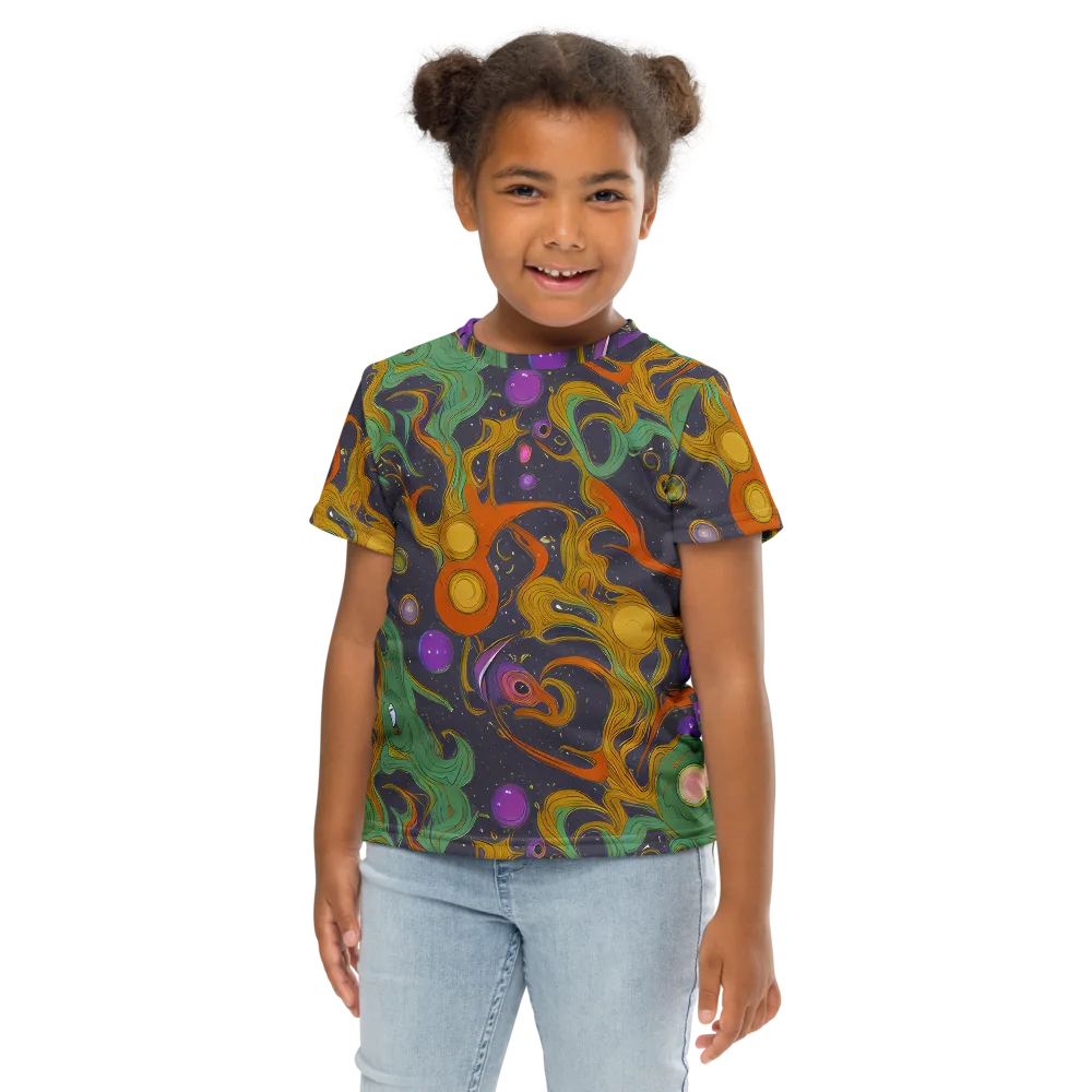 Stellar Marbling on Kids Crew Neck T-Shirt — Front