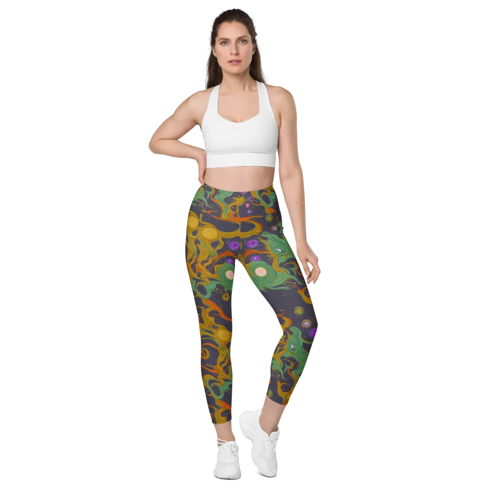 Stellar Marbling on Leggings with Pockets — Front