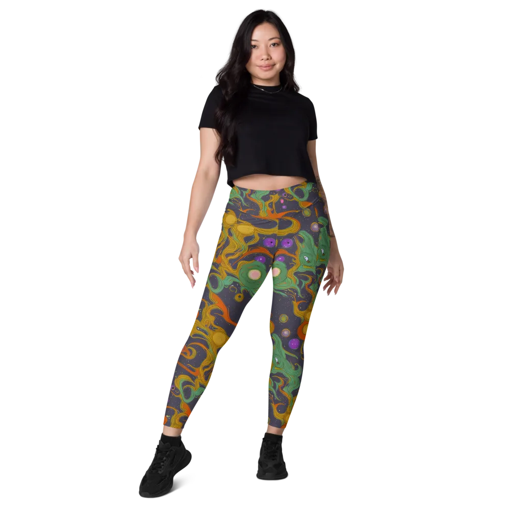 Stellar Marbling on Leggings with Pockets — Front