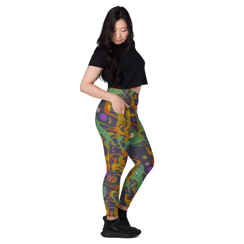 Stellar Marbling on Leggings with Pockets — Right