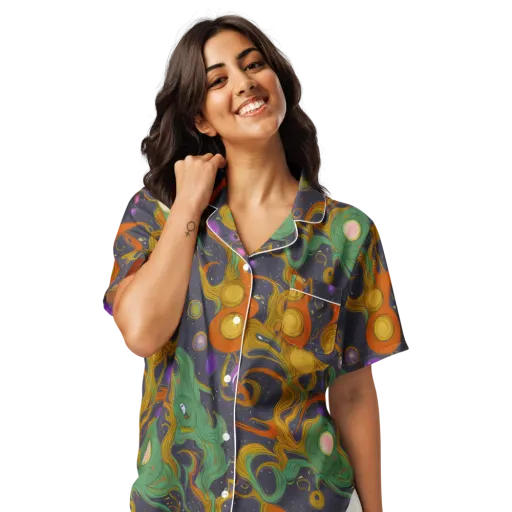 Stellar Marbling on a Women's Short Sleeve Pajama Top