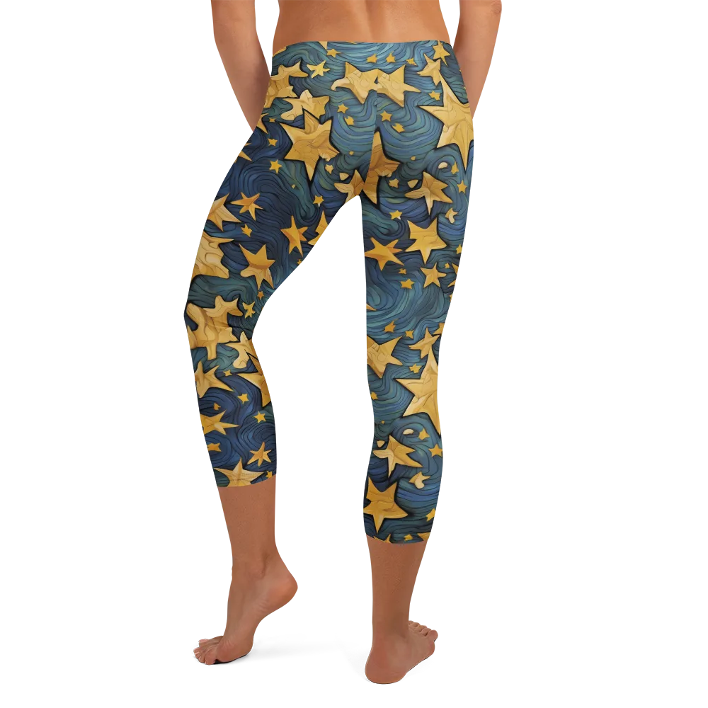 Midnight Starflow on Capri Leggings — Back