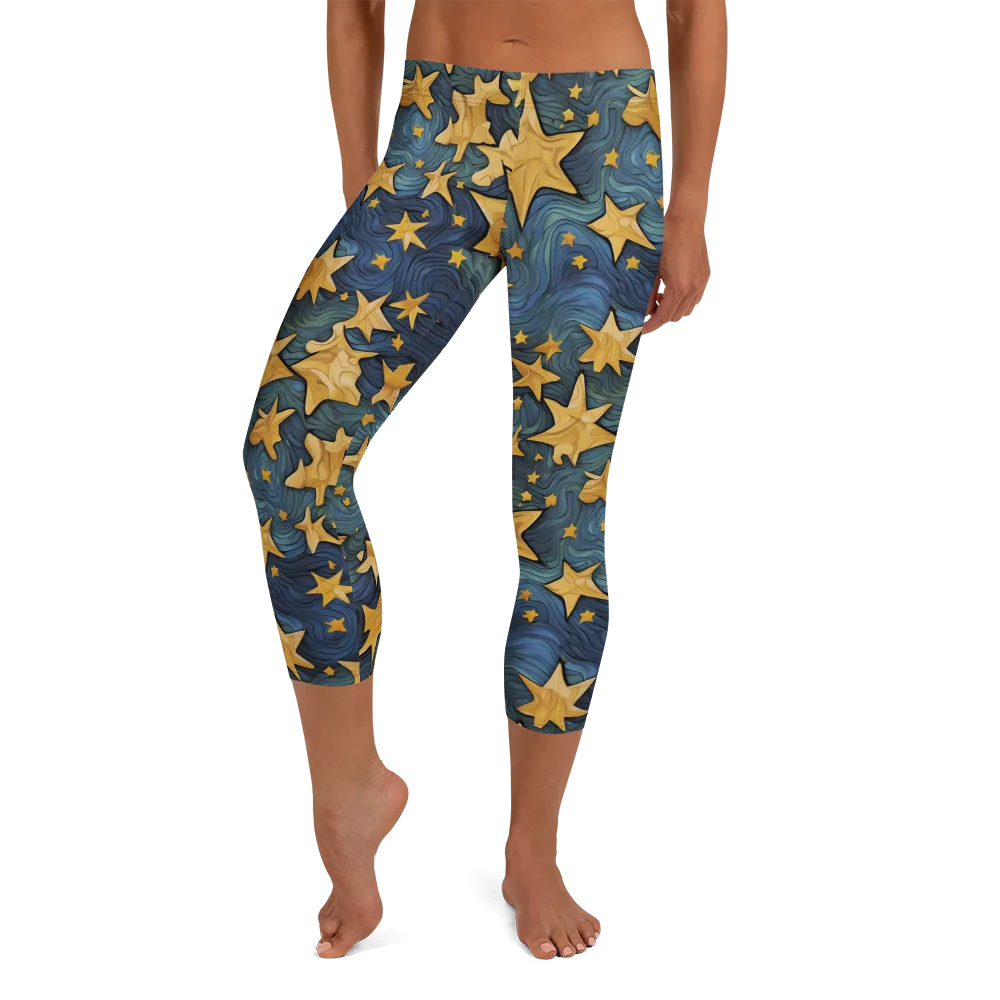Midnight Starflow on Capri Leggings — Front