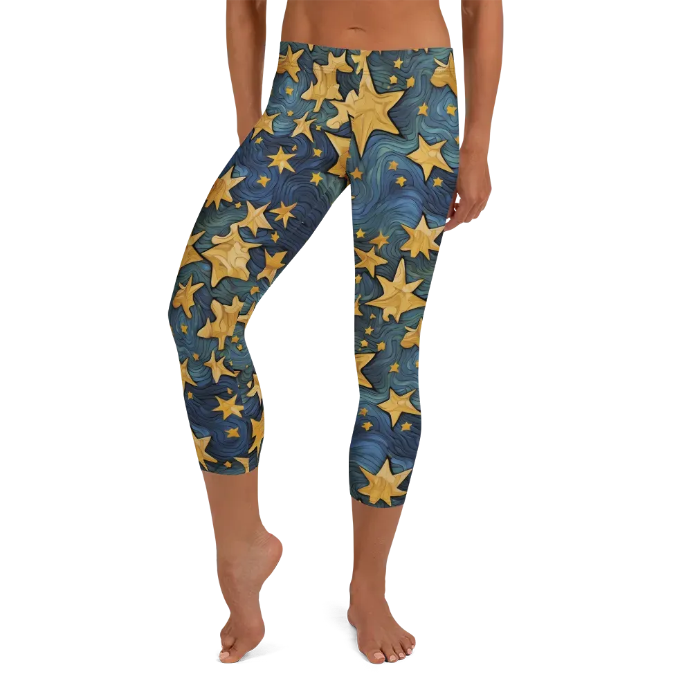 Midnight Starflow on Capri Leggings — Front