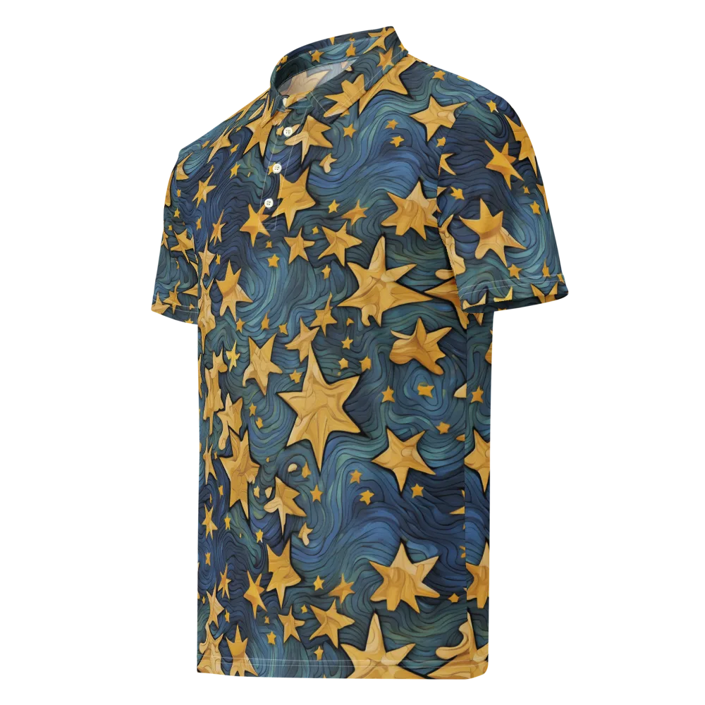 Midnight Starflow on Men's Slim Fit Polo Shirt — Left Front