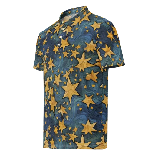 Midnight Starflow on a Men's Slim Fit Polo Shirt