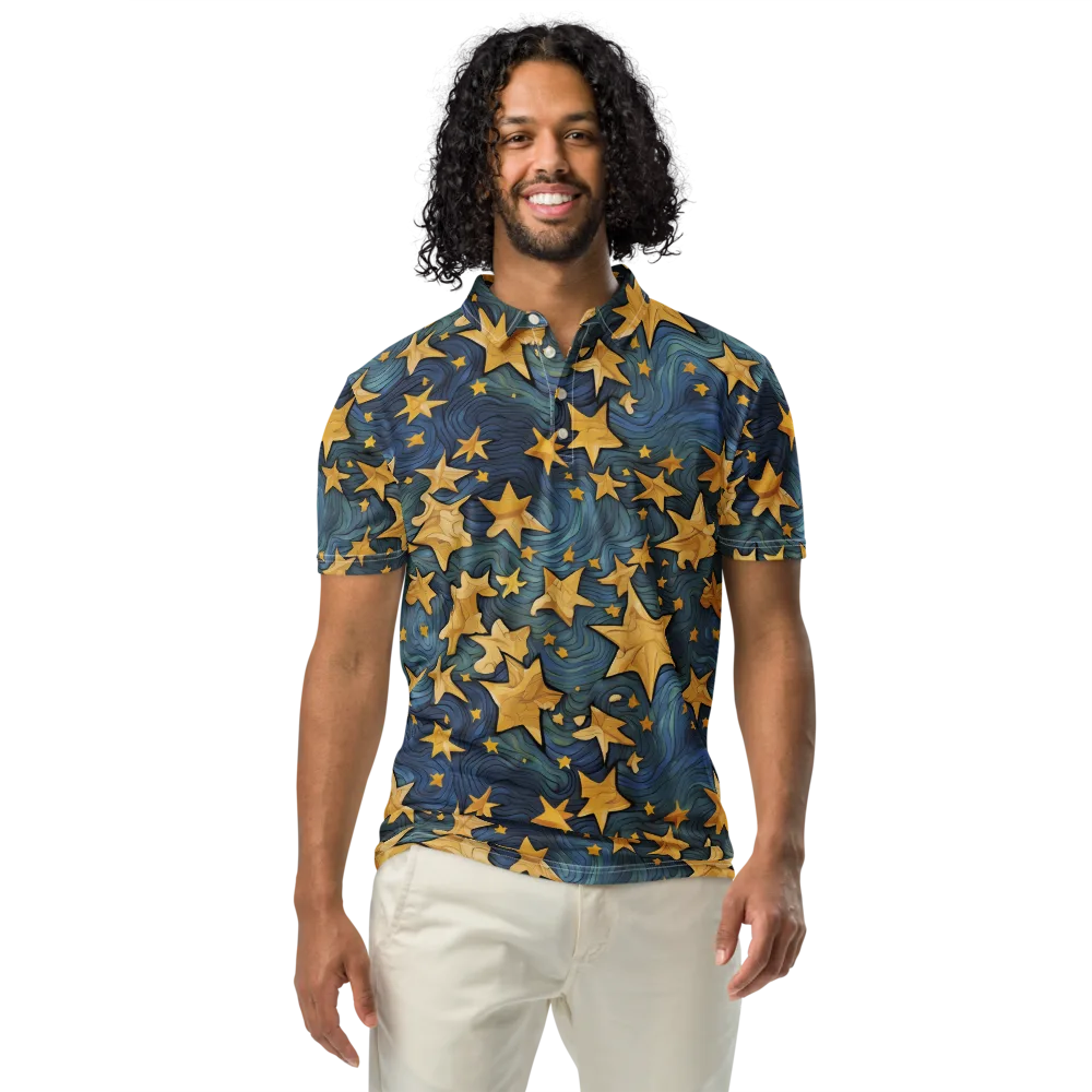 Midnight Starflow on Men's Slim Fit Polo Shirt — Front