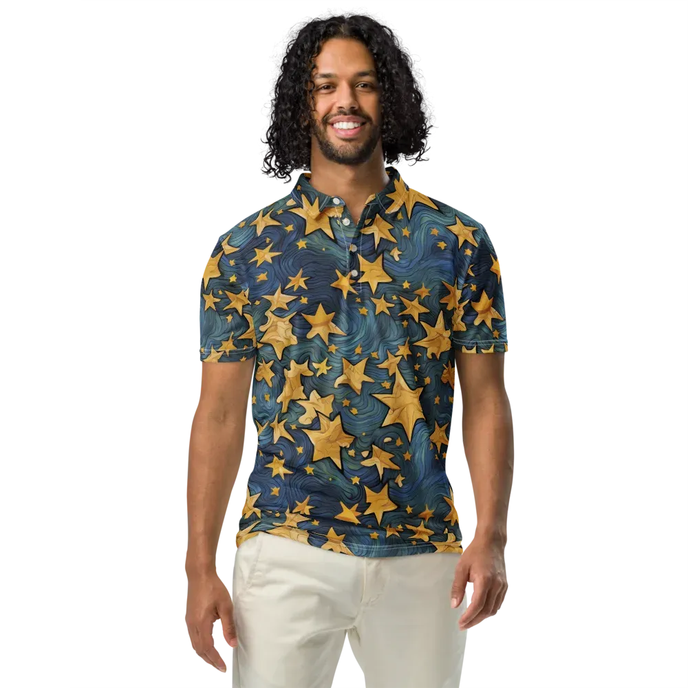 Midnight Starflow on Men's Slim Fit Polo Shirt — Front
