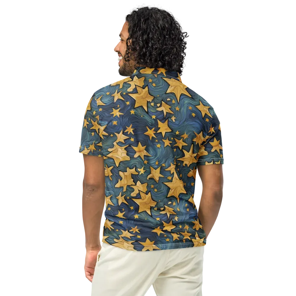Midnight Starflow on Men's Slim Fit Polo Shirt — Back