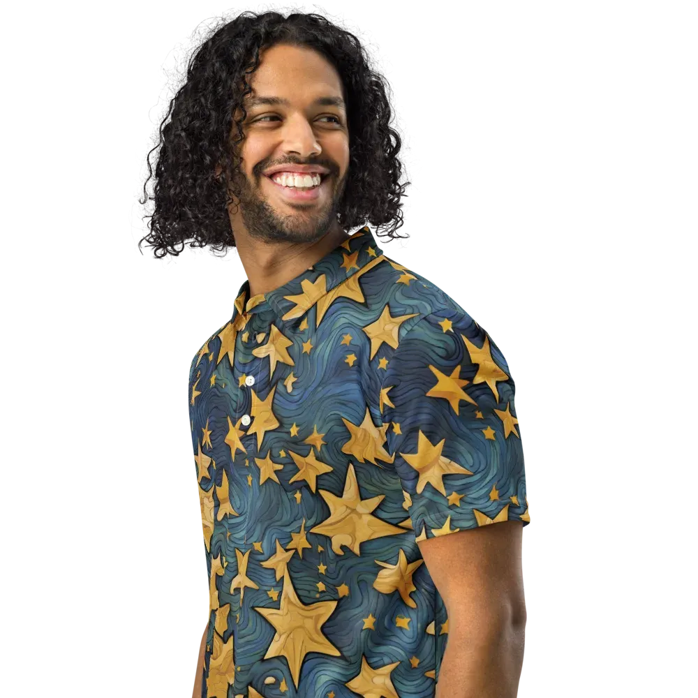 Midnight Starflow on Men's Slim Fit Polo Shirt — Left Front