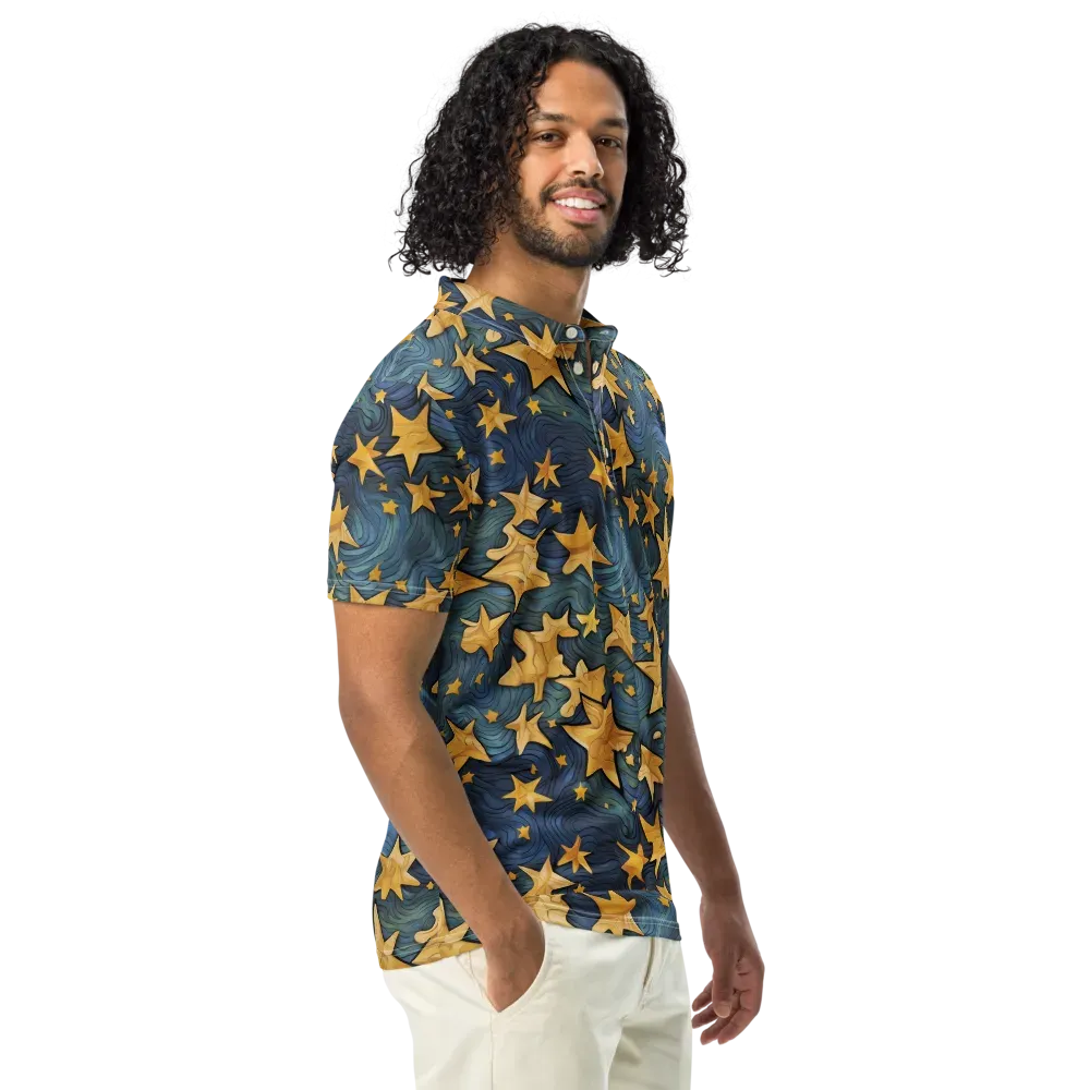 Midnight Starflow on Men's Slim Fit Polo Shirt — Right Front