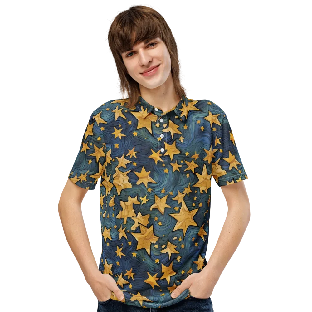 Midnight Starflow on Men's Slim Fit Polo Shirt — Front