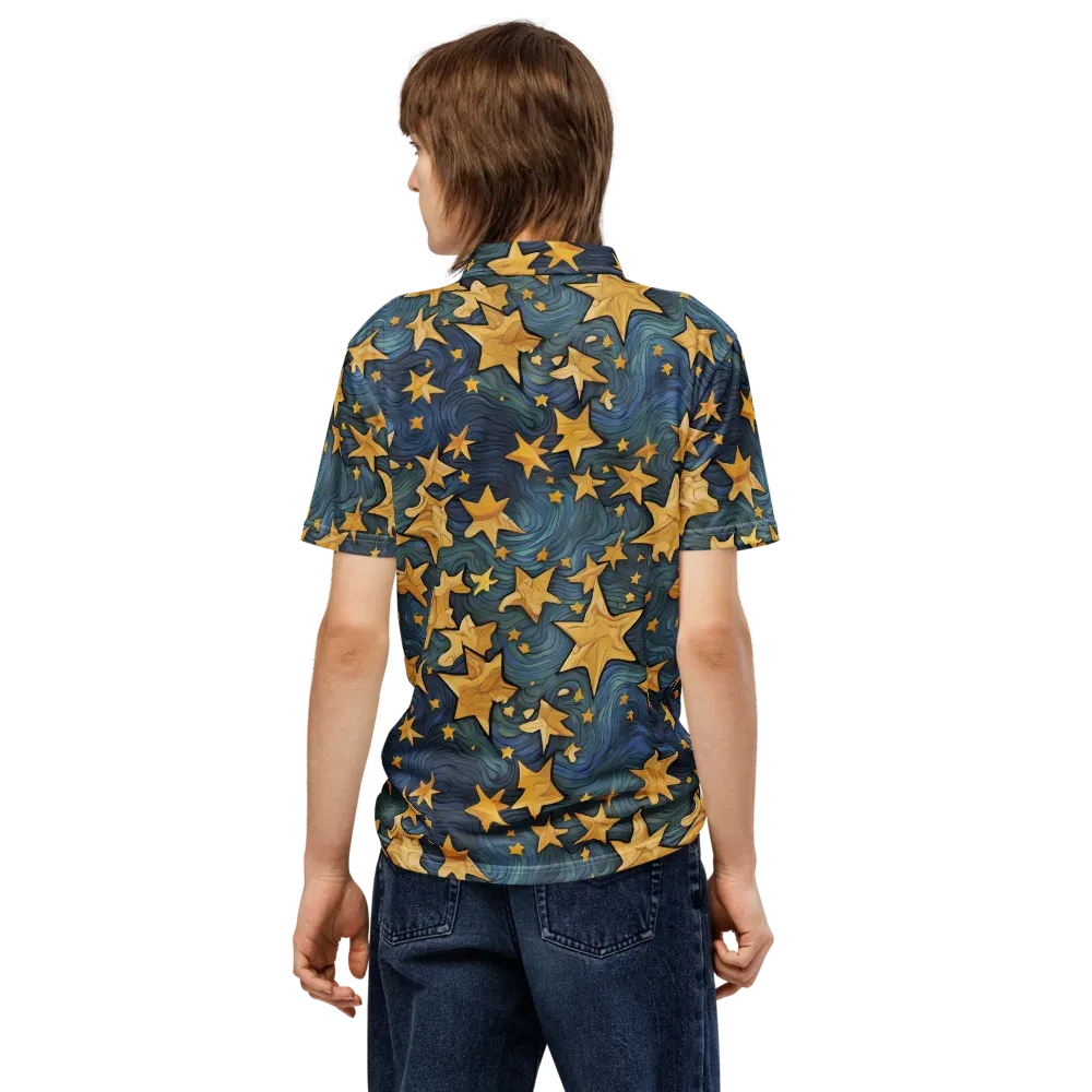 Midnight Starflow on Men's Slim Fit Polo Shirt — Back