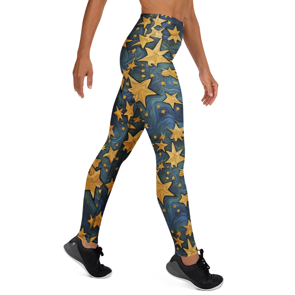 Midnight Starflow on Yoga Leggings — Right