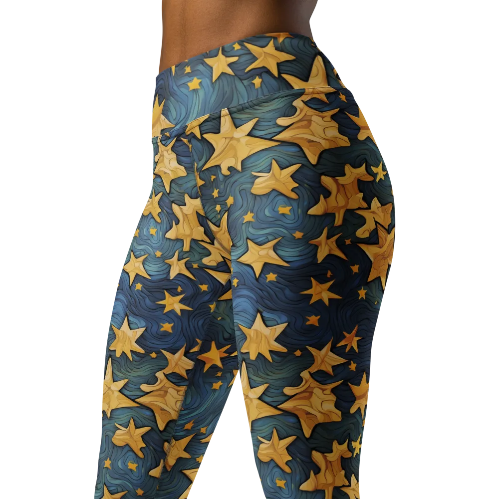 Midnight Starflow on Yoga Leggings — Left Front