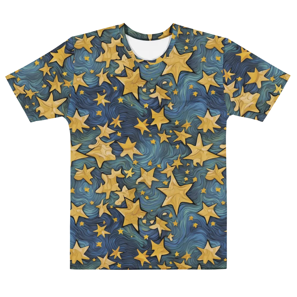 Midnight Starflow on Men's Cotton Crew Neck T-Shirt — Front
