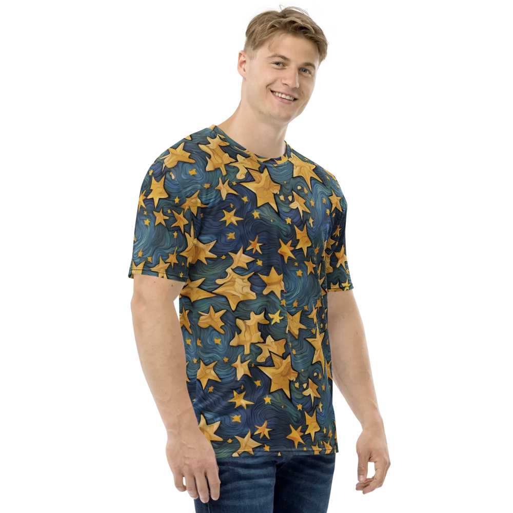Midnight Starflow on Men's Crew Neck T-Shirt — Right