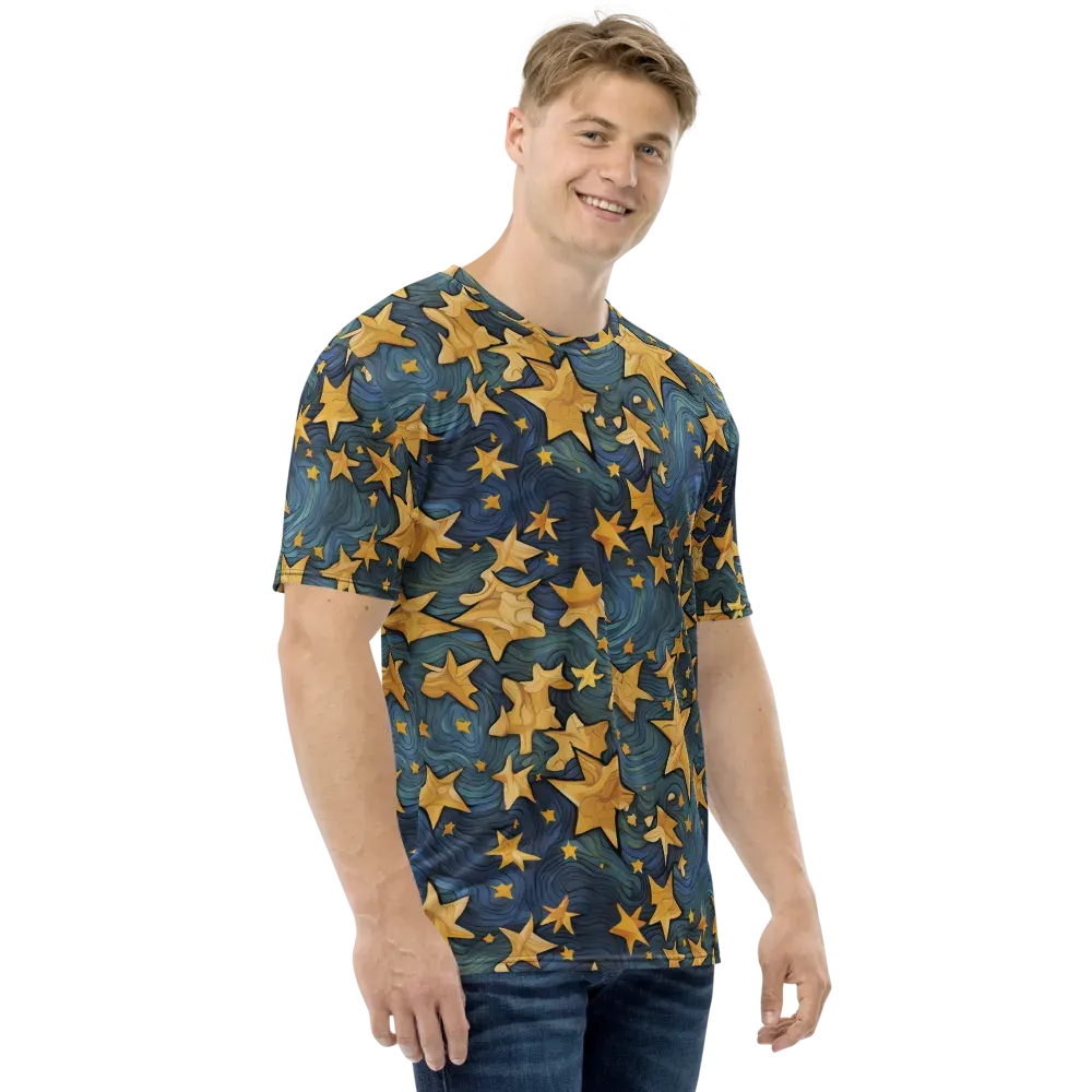 Midnight Starflow on Men's Crew Neck T-Shirt — Right