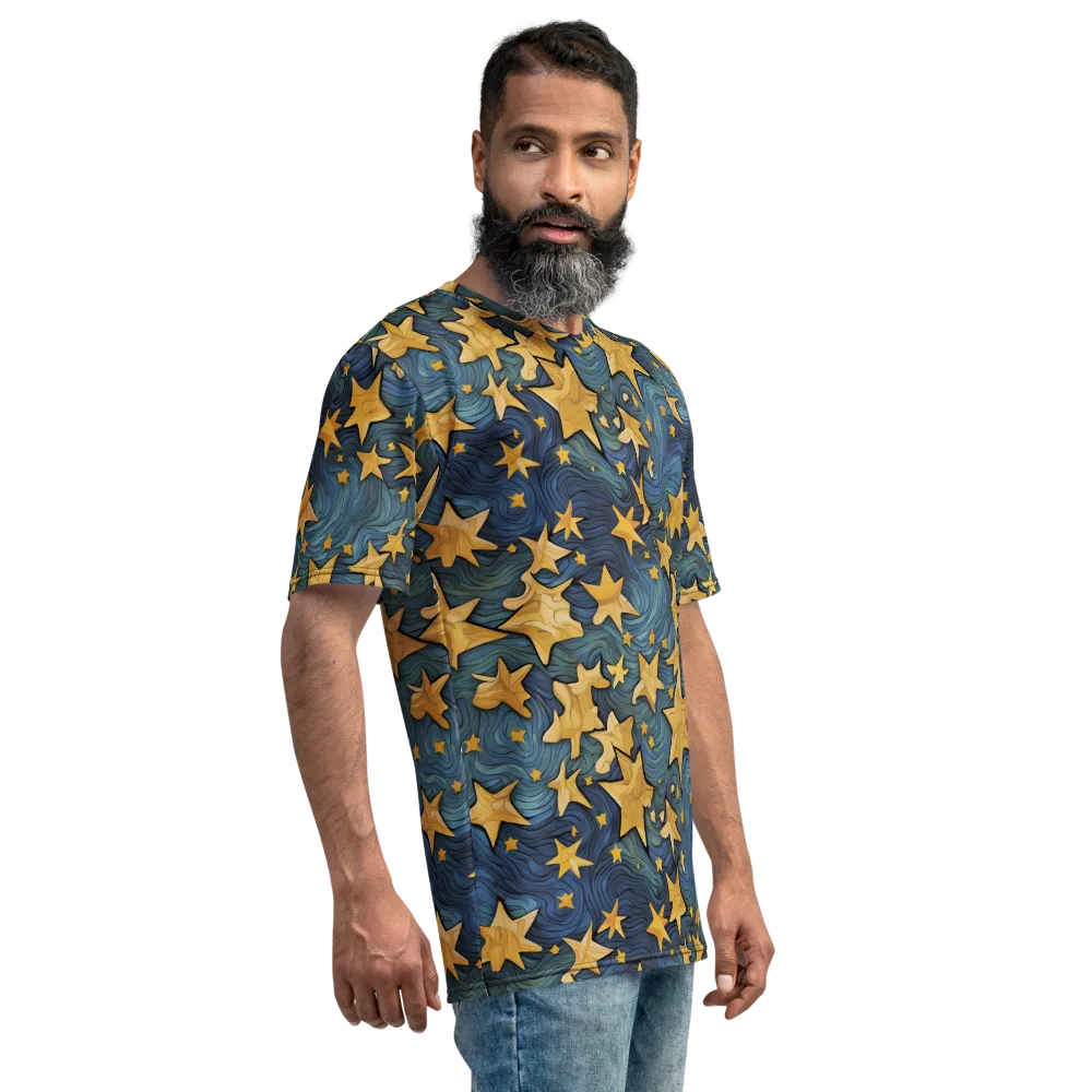 Midnight Starflow on Men's Crew Neck T-Shirt — Right