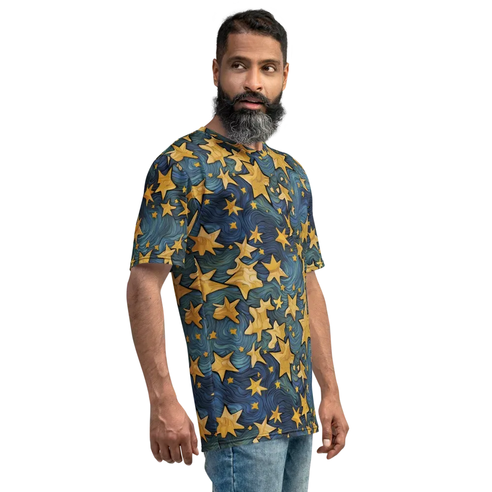 Midnight Starflow on Men's Crew Neck T-Shirt — Right