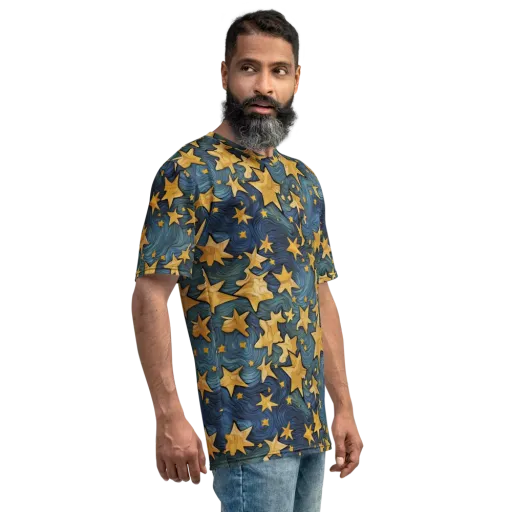 Midnight Starflow on a Men's Crew Neck T-Shirt