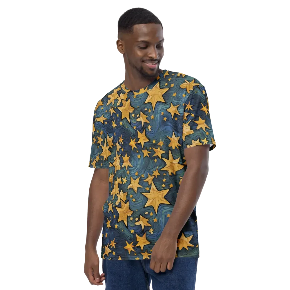 Midnight Starflow on Men's Crew Neck T-Shirt — Left