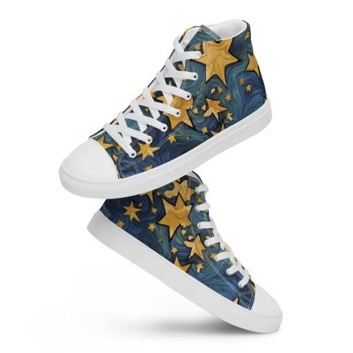 Midnight Starflow on a Men's High Top Canvas Shoes