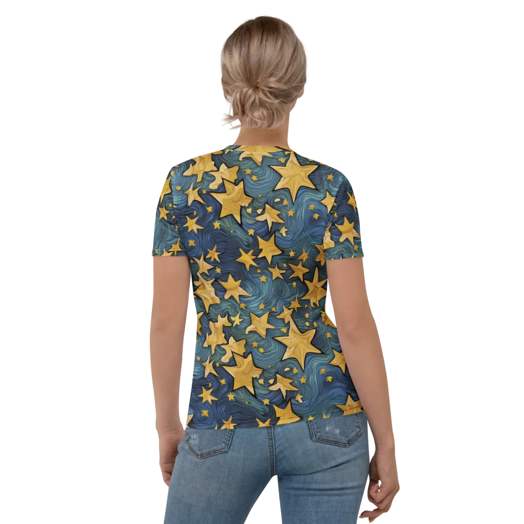 Midnight Starflow on Women's Crew Neck T-Shirt — Back