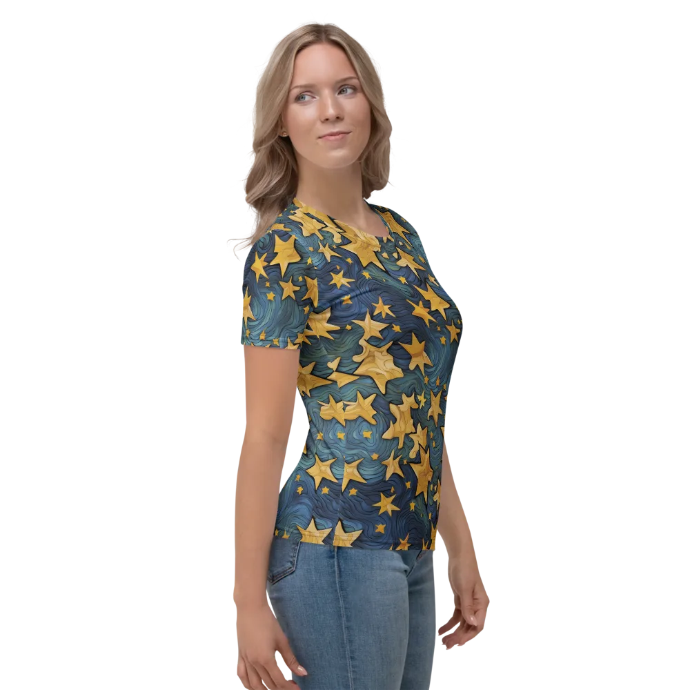 Midnight Starflow on Women's Crew Neck T-Shirt — Right