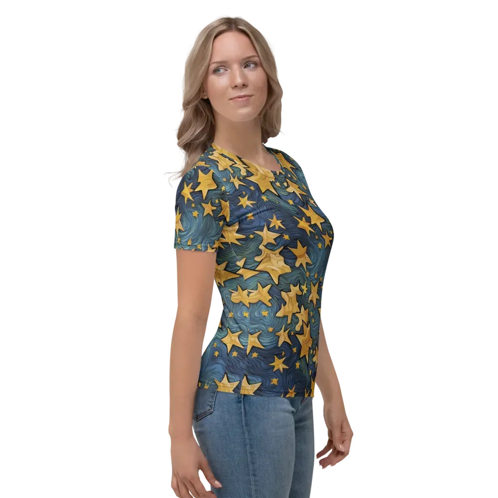 Midnight Starflow on Women's Crew Neck T-Shirt — Right