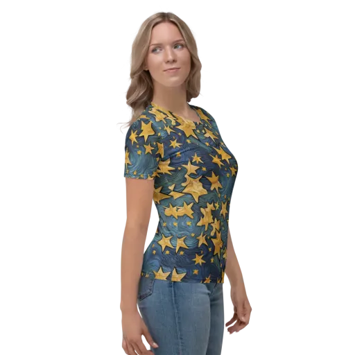 Midnight Starflow on a Women's Crew Neck T-Shirt