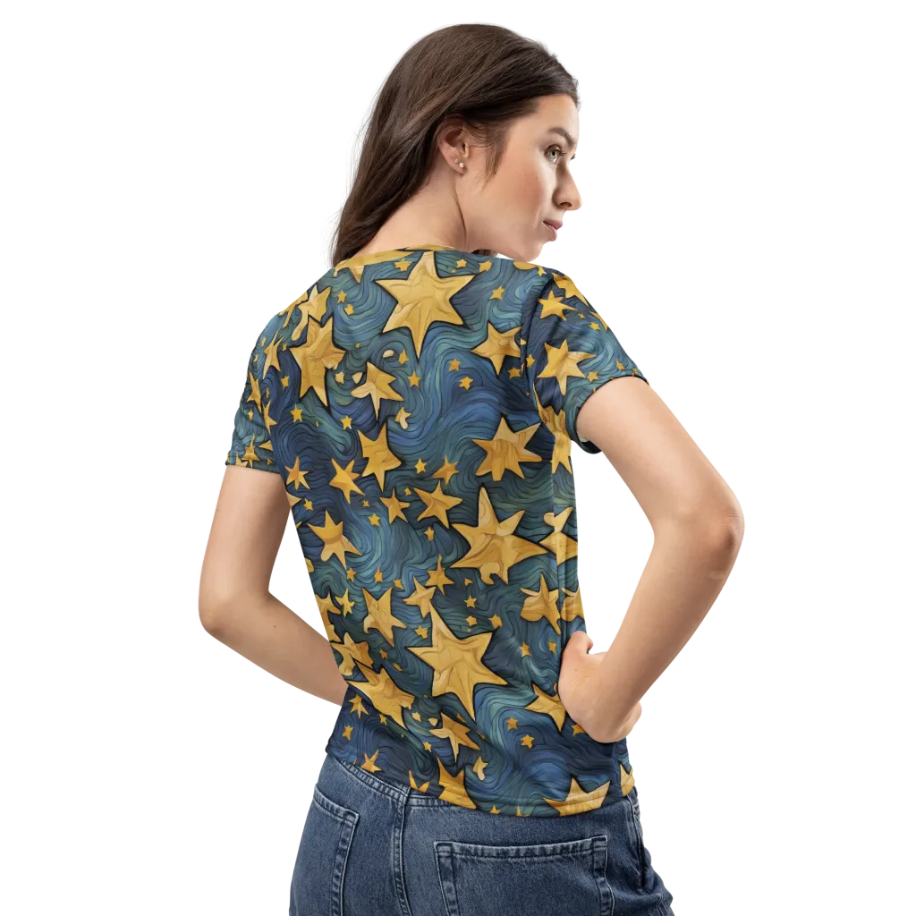 Midnight Starflow on Women's Crew Neck T-Shirt — Back