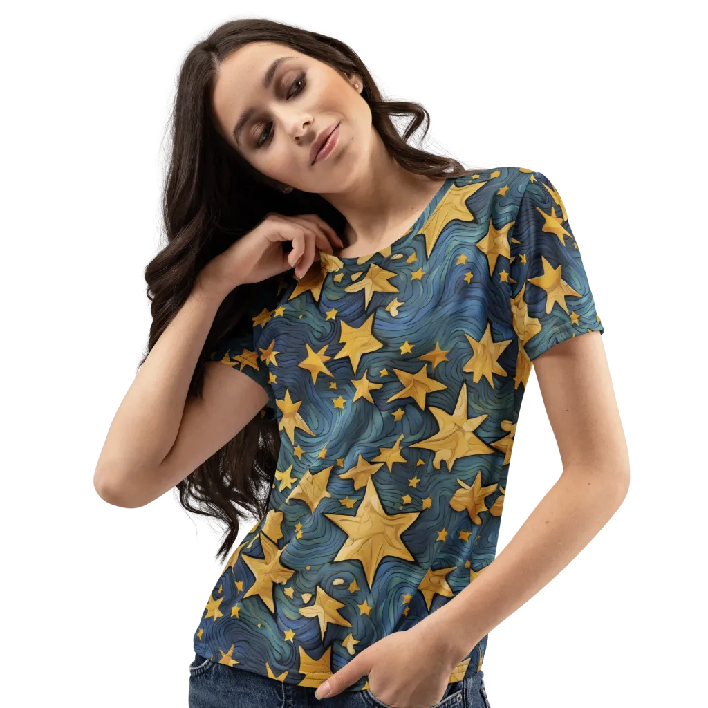 Midnight Starflow on Women's Crew Neck T-Shirt — Left Front
