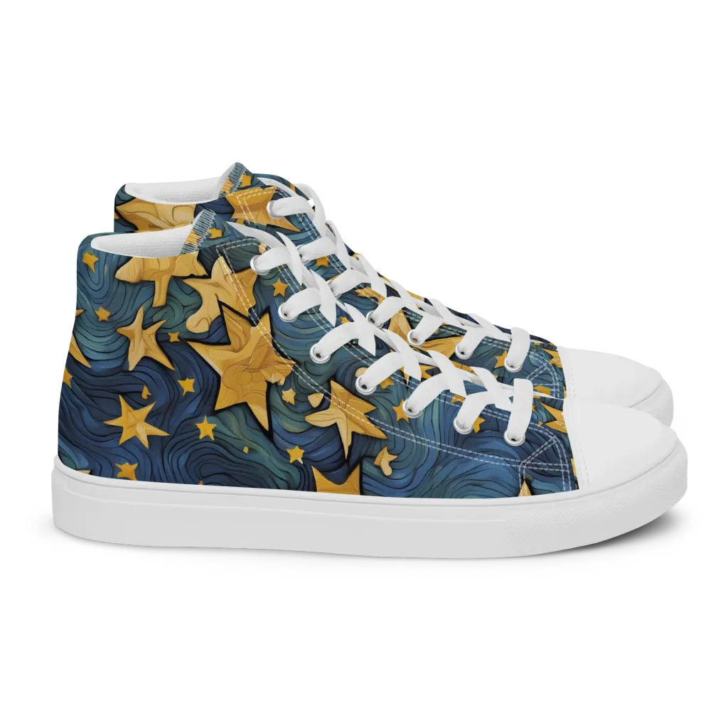 Midnight Starflow on Women's High Top Canvas Shoes — Right
