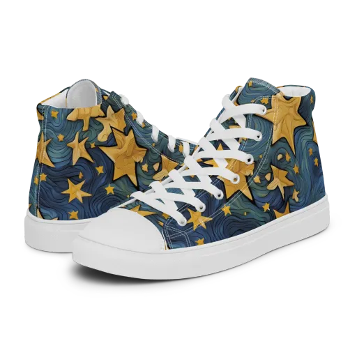 Midnight Starflow on a Women's High Top Canvas Shoes